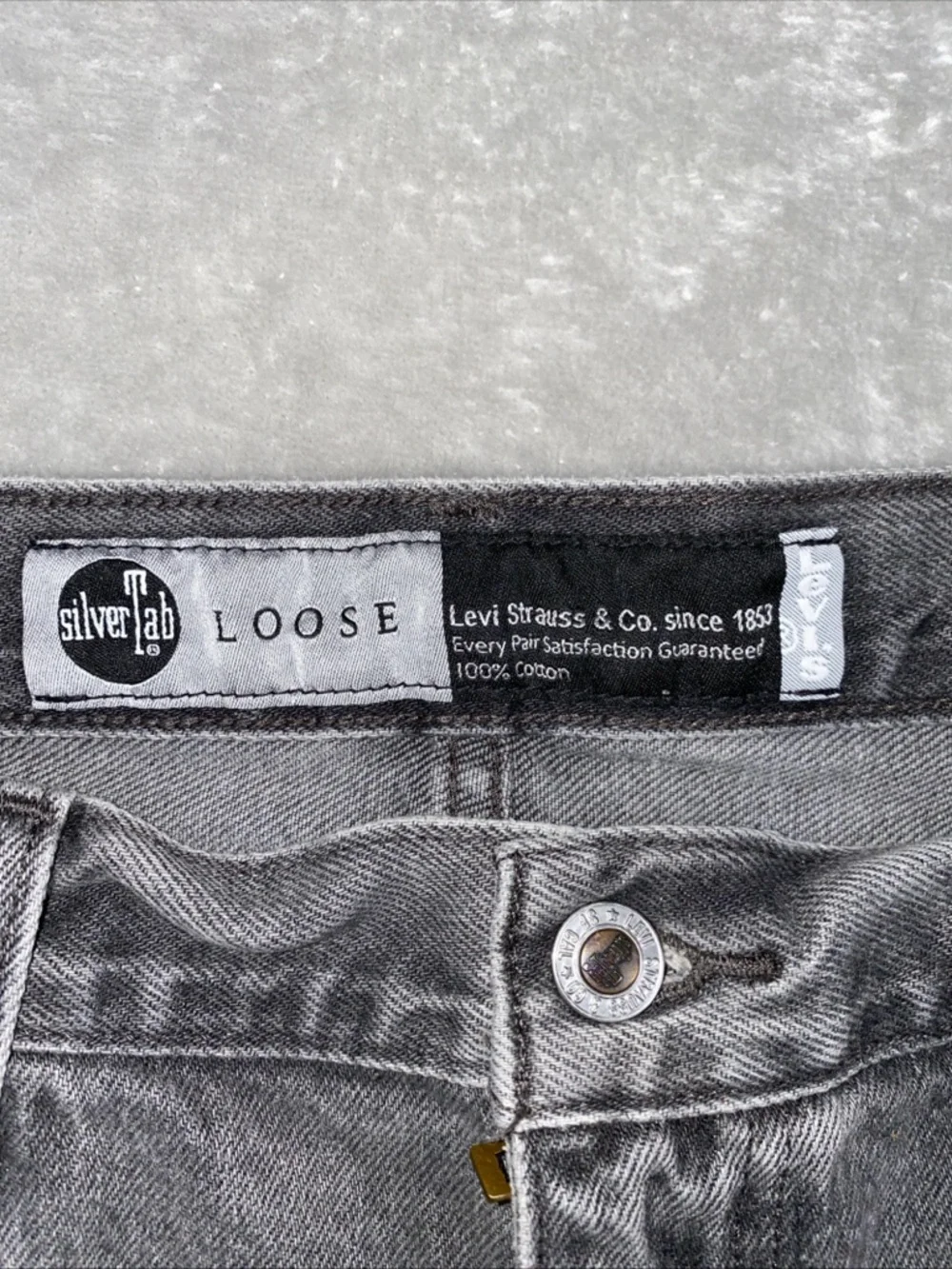 Levi's SilverTab Baggy Jeans Mens 38x30 Gray Relaxed‎ Fit Tapered Y2K Denim